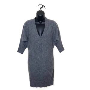 Vtg BEBE Gray 100% Cashmere Mini Sweater Dress Batwing‎ Y2K Fairy Indie Sleaze M